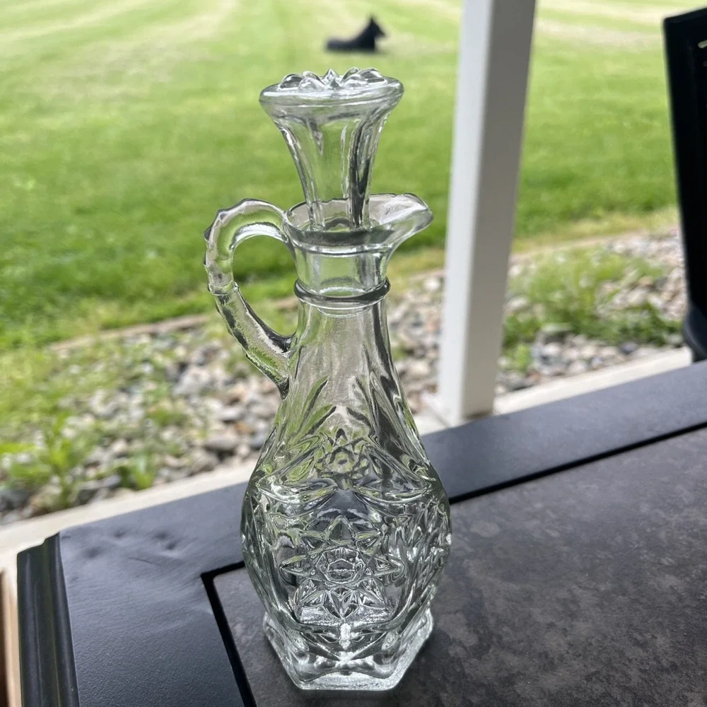 Anchor Hocking Star‎ of David Vinegar Oil Bath Oil Cruet w/ Glass Stopper 7.5